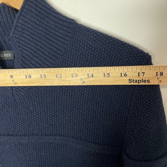 Greg Pier Mens Navy Blue Cashmere V-Neck High Neck Pullover Sweater Italy - Picture 12 of 15